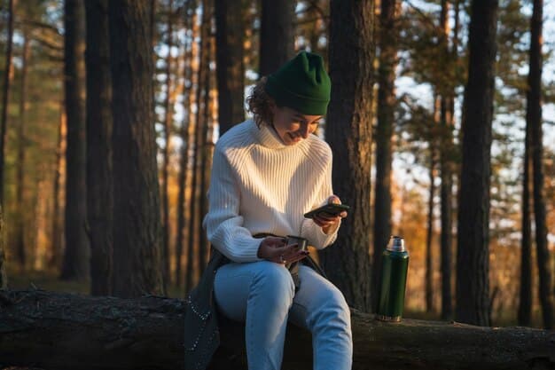A person sitting in a serene environment, eyes closed, using a mindfulness app on their tablet. The screen displays calming visuals and soothing audio waveforms, with options for guided meditation and relaxation exercises.