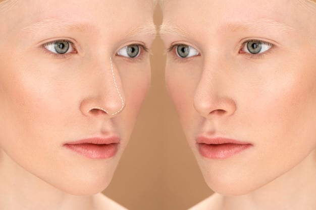 A split image showing the difference between a poorly contoured nose (harsh, unblended lines) and a well-contoured nose (soft, blended, and natural-looking). The image should clearly illustrate the difference in technique and final appearance.
