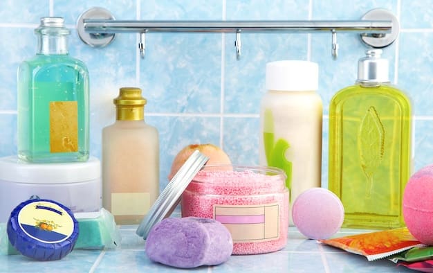 A selection of affordable facial cleansers displayed on a bathroom shelf, showcasing different types like foaming, cream, and gel cleansers. Each cleanser is priced under $25.