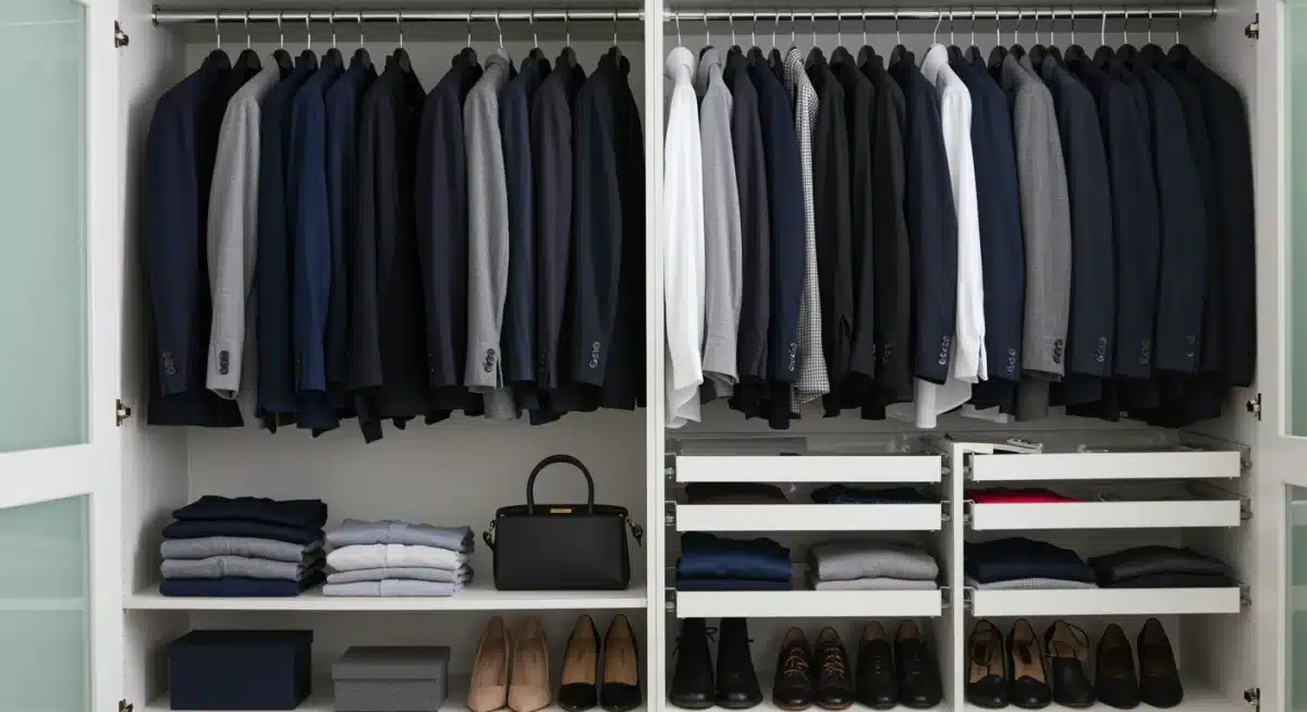 Curated professional workwear wardrobe with tailored blazers and versatile pieces.