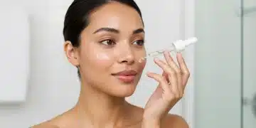 Woman applying advanced hyperpigmentation serum for clear skin