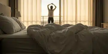 Serene bedroom with soft light, indicating optimized sleep for Americans in 2025