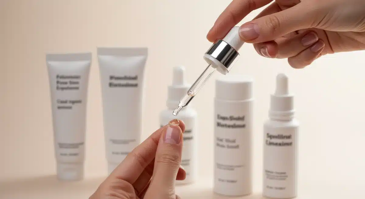 Applying advanced skincare serum for clearer complexion.