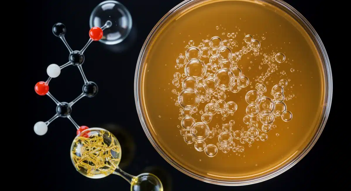 Close-up of bio-active serum formula with botanical extracts