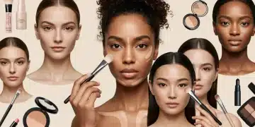 Diverse women demonstrating contour and highlight for different face shapes, modern makeup trends