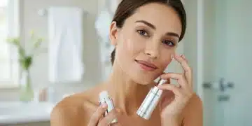 Woman applying advanced anti-aging serum for youthful skin