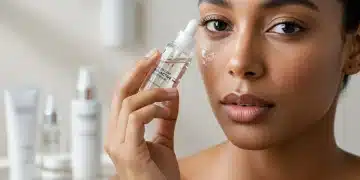 Woman applying bio-active serum for improved skin elasticity