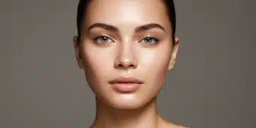 Woman with fresh, glowing skin and minimal makeup for a 'clean girl' aesthetic in 2026