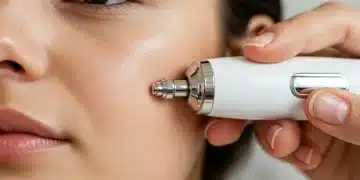 2026 Skincare Devices: Boost Absorption by 40% at Home Hand applying microcurrent device for facial toning and enhanced product absorption