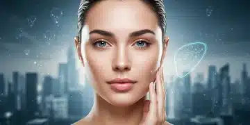 Radiant woman's face protected from 2026 environmental stressors