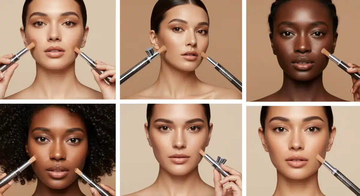 Diverse women with various skin types showing flawless airbrush foundation