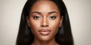 Woman with flawless airbrush foundation and radiant skin