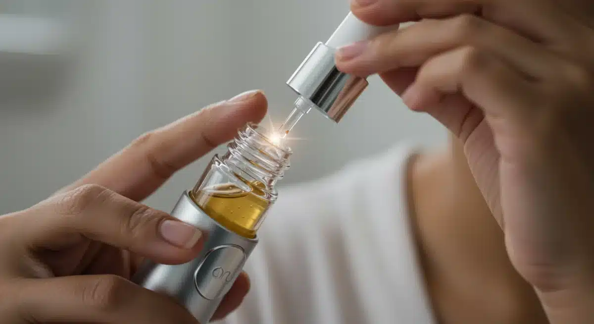 Applying personalized skincare serum with smart device 2026
