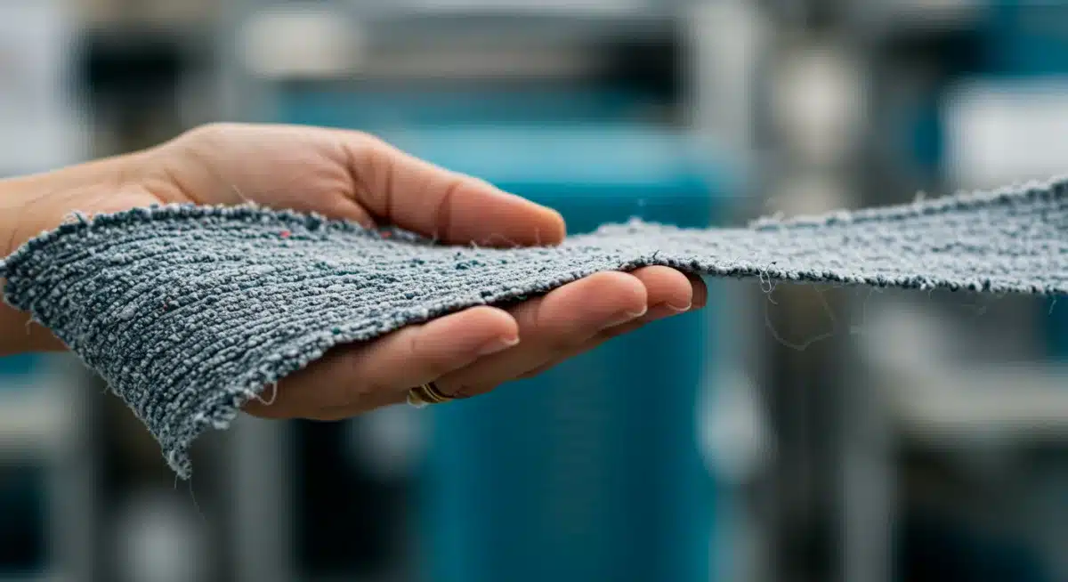 Innovative recycled ocean plastic fabric close-up