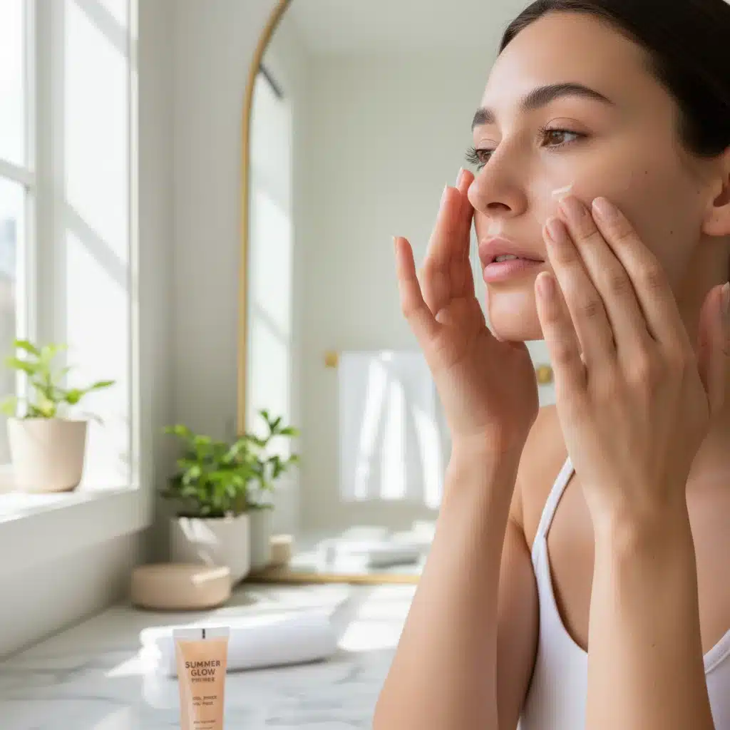 Applying oil-free primer for long-lasting summer makeup