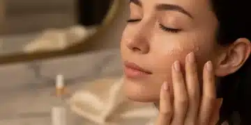 Woman applying nighttime serum for enhanced absorption