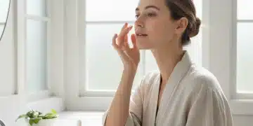Woman applying serum for a quick morning skincare routine
