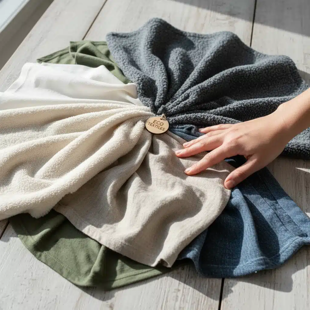 Sustainable fabric swatches for menswear in 2026, emphasizing eco-friendly choices