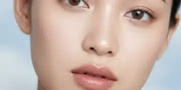 Model with flawless cloud skin makeup, soft focus complexion